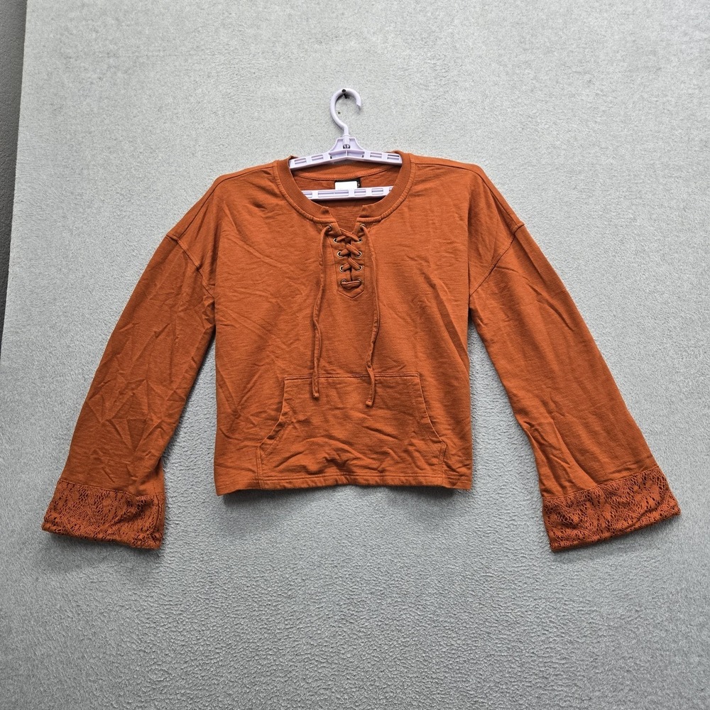 Shyanne Women Shirt XL Brown‎ Boho Lace Zipper Long Sleeve Western Cowgirl